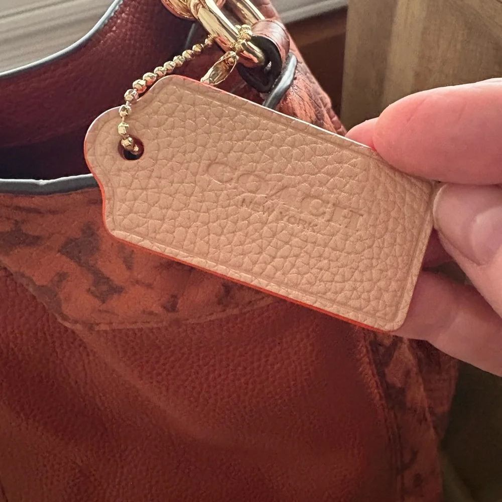 Coach Terracotta Red Leather & Python Shoulder Bag - Picture 9 of 11
